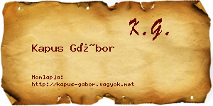 Kapus Gábor névjegykártya